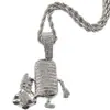 Pokemon Transfronterizo Diamante Completo Mewtwo Popular Hip-Hop Bolsita de Dinero de Mano Colgante de Micrófono Joyería Collar Cubano para Hombres