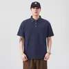 Ropa de Hombre Xintang 2026 Verano Nueva Camisa Polo de Manga Corta para Hombre, Lavada Vintage Ajuste Holgado Cuello Campana Top de Media Manga