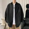 Camisa de manga comprida 2026, nova camisa outono masculina da moda estilo coreano, peça externa fina de cor sólida com corte solto