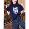 Camiseta de Manga Curta de Algodão Puro com Design Moderno e Único para Mulheres, Nova Moda 2026 Versátil Top Preto para o Verão