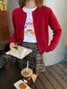 Chaqueta Cardigan de Punto Rojo para Mujer Ropa de Exterior Principios de Otoño Estilo Nuevo Suéter Suave y Esponjoso Capa Interior Capa Base Top Ajustado