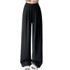 Verano Fresco Cubre Carne Encaje con Cordones Color Sólido Pantalones de Traje de Cintura Alta para Mujer Diseño Casual Drapeado Estilo Coreano Pantalones de Pierna Ancha