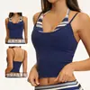 Camiseta de yoga transfronteriza tipo dos piezas con cuello halter, espalda hermosa, estampado vintage, camiseta deportiva de color block para mujer, venta directa de fábrica 4549