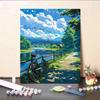 Pintura al óleo digital de verano DIY Paisaje rural Coloreado a mano Simple Paisaje para aliviar el estrés Pintura para sala de estar de pareja