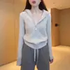 Cárdigan de lana con capucha para mujer, 100% lana pura, con cremallera, moderno y estilizado, chaqueta suéter de punto de cachemira, 95% lana