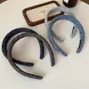 Faixa de Cabelo Fina Azul Tecido Estilo Coreano com Toque de Luxo, Presilha de Cabelo Sensível à Pressão, Faixa de Cabelo com Esponja de Coroa Alta, Acessório de Cabelo para Afinar o Rosto para Mulheres