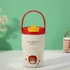 Copo Térmico de Café Portátil de Aço Inoxidável 304 Desenho Animado Dupla Bebida Copo de Viagem Portátil Armazenamento Frio para Estudantes Copo de Água para Carro