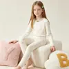 Conjunto de roupas de outono para meninas, pijama de algodão liocel infantil para casa, blusa de segunda pele para meninas, não precisa usar calcinha