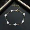 Exportación Europea y Americana Francés Lujo Accesible Concha Natural Acero Inoxidable Pulsera Adornos de Mano Sin Decoloración Diseño Original Pulsera de Nicho