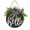 Guirlanda de Madeira com Mola Transfronteiriça Letra W 3D Decoração de Pendurar na Porta com Laço Decoração de Planta Aquática Verde