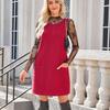 Ropa de Mujer Europea y Americana Transfronteriza Amazon Estación Independiente 2025 Verano Vestido de Tirantes para Mujer Vestido de Bolsillo de Pana