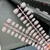 30 Piezas de Tiras para Uñas Pre-hechas, Uñas Portátiles Hechas a Mano, Color Sólido, Estilo Corto Francés Estilo Ins, Tiras para Uñas Portátiles Codificadas por Talla, Producto Terminado al por Mayor