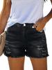 Pantalones cortos de mezclilla de cintura alta para mujer de comercio exterior europeo y americano Verano 2025 Nuevo estilo Desgarrados Adelgazantes Versátiles Bajo crudo Pantalones cortos modernos