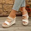 Transfronterizos Europeos y Americanos Otoño Nuevo Tallas Grandes Moda Casual con Cuña Moda Dos Vías Chanclas para Mujer Venta al por Mayor