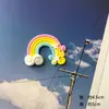 Color Globo Aerostático Niños Estrellas Cara Sonriente Nubes Escena Arcoíris Pastel de Cumpleaños Tarjeta Enchufable Mesa de Postres Enchufable