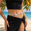 Moda Europeia e Americana Nova Corrente de Cintura com Patchwork de Diamante Oval Textura Metálica Design de Nicho Corrente para o Umbigo para Usar com Saias