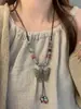 D Colar Borboleta Estilo Étnico Boêmio Feminino Design de Nicho Cerâmica Nova Chinoiserie Retro Acessórios de Saia Rosto de Cavalo