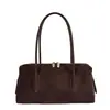 Bolsa Boston de Gamuza Mate Retro Otoño 2026 Almohada Color Contrastante Gran Capacidad Tote Versátil de Lujo para el Hombro