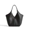 Bolsa Cesta de Couro Bovino de Primeira Camada para o Dia a Dia, Bolsa de Mão Tote Minimalista Estilo Coreano, Bolsa de Ombro de Grande Capacidade
