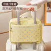 Bolsa de Maquiagem de PU Rosa Claro com Bolinhas Feminina Grande Capacidade Portátil de Mão para Viagem Bolsa de Armazenamento Compartimentada para Artigos de Higiene Pessoal