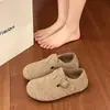 Outono 2026 Pelúcia Retrô Birkenstock Feminino Salto Escondido 3cm Fivela Nova Solado Macio Slip-on Casual Simples