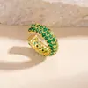 Brinco de Clipe Full Diamond Europeu e Americano Sem Furo Clipe de Osso da Orelha Zircônia Turquesa Brinco em Formato de C Brinco Pequeno de Nicho Camadas Atacado Transfronteiriço