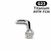 Piercing de Nariz de Aleación de Titanio F136 con Aro de Nariz en Forma de L Incrustado de Diamantes, Joyería para Piercing de Nariz Recta en Forma de S de Titanio G23