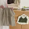 ¡Siete Capas de Limón Salado! Conjunto de otoño para niña: Camiseta básica de manga larga para niños combinada con pantalones de pierna ancha con tirantes de punto