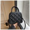 Bolsa pequena losango da moda estilo coreano simples cor sólida bolsa quadrada pequena bolsa feminina de mão xadrez bolsa de ombro portátil transversal