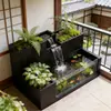 Acuario de Agua Corriente Macetero de Flores Acero Inoxidable Hierro Forjado Macetero Paisajístico Oficina Interior Exterior Patio Canaleta de Flores para Paisajismo de Agua Circulante