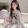 Pijama para niñas para primavera y otoño, algodón puro, manga larga, estilo fino, para niños mayores y niñas pequeñas, conjunto de ropa de casa infantil de dibujos animados lindo
