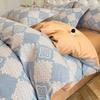 Juego de cama de cuatro piezas de algodón estampado engrosado con funda nórdica de algodón 100% 100 de tres piezas con sábana bajera ajustable
