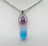 Pendente de pedra de cristal natural transfronteiriço ágata coluna hexagonal bala aço inoxidável europeu e americano colar bola de aço Amazon ebay