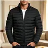 Chaqueta casual de algodón de color liso con cuello alto para hombre, europea y americana, 2026, talla grande, simple, moderna, chaqueta ligera de algodón