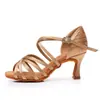 Sapatos de Dança Latina para Mulheres, Salão de Dança para Adultos com Solado Macio, Saltos Médio-Altos, Crianças Maiores Prática Cetim Profissional Dança Sapatos de Dança Country