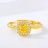 Libro Rojo Pequeño Diamante Amarillo Cuadrado Pequeño Azúcar Retorcido Chapado en Diamante Oro de 18 Quilates Collar Anillo Juego de Collares Estilo Diseñador de Lujo Ligero