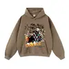 Sudadera con Estampado de Estrella Retro Singer de 420g Estilo Ins con Capucha Sudadera con Capucha Pulóver Cruzada para Hombres y Mujeres