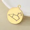 Aço Inoxidável 12 Constelações DIY Redondo Diamante Constelação Acessórios Banhado a Ouro 18K Pingente com Gravação a Laser Pingente