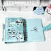 Diário Magnético Original de Gatinho de Inverno A6 em Couro Pu Macio com Folhas Soltas para Estudantes com Alto Acabamento em Formato de Coração Desenho Animado
