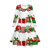 Transfronteiriço Quente Impressão Digital 3D Vestuário Feminino Infantil vestido Natal Série Neve de Natal Vestido Casual de Manga Longa com Gola Redonda