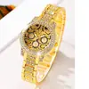 Comercio Exterior Más Vendido de Lujo Esfera con Estampado de Leopardo Totalmente Incrustada con Diamantes Reloj de Pulsera para Mujer Moda Reloj de Cuarzo para Mujer