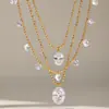 Nueva Cadena para Clavícula de Zirconia 5A Gota de Agua Super Brillante Acero Inoxidable Color Duradero Moda de Gama Alta Collar para Mujer Joyería al por Mayor