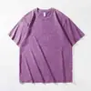 Camiseta Vintage Pesada 230g Lavada e Desgastada, Estilo de Rua Europeu e Americano, Algodão Puro, Caimento Solto, Manga Curta, Estampa de Dragão Personalizada Transfronteiriça