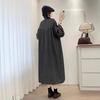 Vestido de Manga Larga Color Sólido Estilo Literario Primavera Retro Cuello Redondo Abotonadura Sencilla Elegante Suelto Casual Cárdigan Vestido Largo