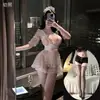 Atacado de lingerie sensual, incluindo trajes de empregada transparentes e sedutores, com detalhes em renda, transparentes e vestidos sexy para mulheres