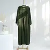 Cardigan de Algodão e Linho Loriya2024 Cor Sólida + Roupa de Baixo LR732 & LR733