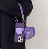 Funda con soporte morado variado y peculiar, compatible con iPhone 16 Pro Max y Apple 15 Pro, correa cruzada de 14 pulgadas.