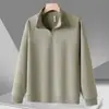 Moletom Raglan Masculino de Algodão com Gola Alta e Zíper Parcial, Nova Camisa Base Casual de Cor Sólida para Outono com Gola Alta, Top Masculino