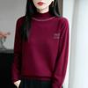 Nuevo Top Interior de Punto para Mujer con Diseño de Cuello Alto Medio, Incrustaciones de Diamantes, para Otoño e Invierno 2025, de Corte Holgado