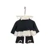 ¡NingliOriginal! Nuevo conjunto de T-shirt de encaje de manga larga y pantalones acampanados para otoño e invierno para niñas